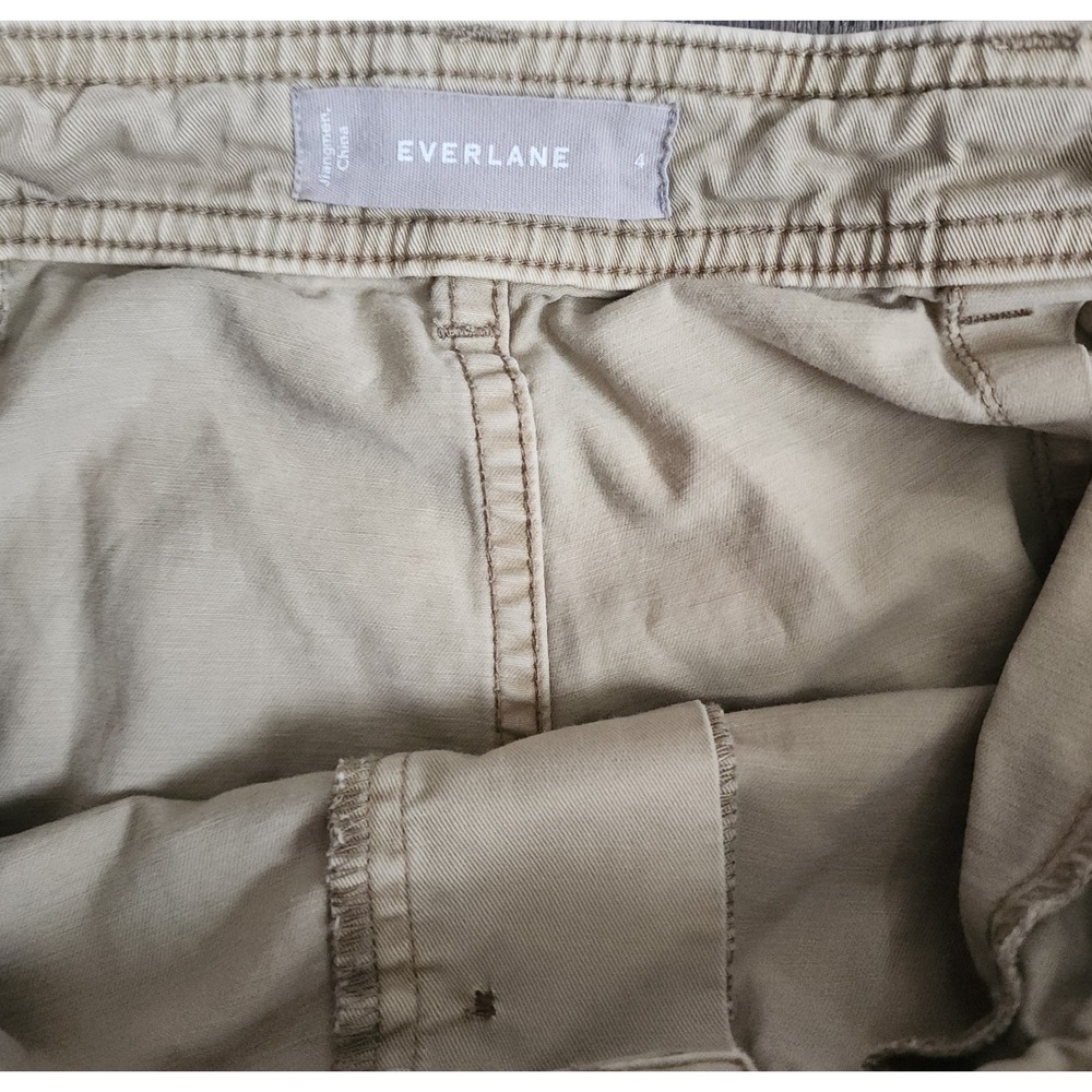 Everlane Wide Leg Crop Pants Women 4 Khaki Tan Button Fly Cotton Twill Mid Rise - Picture 8 of 13